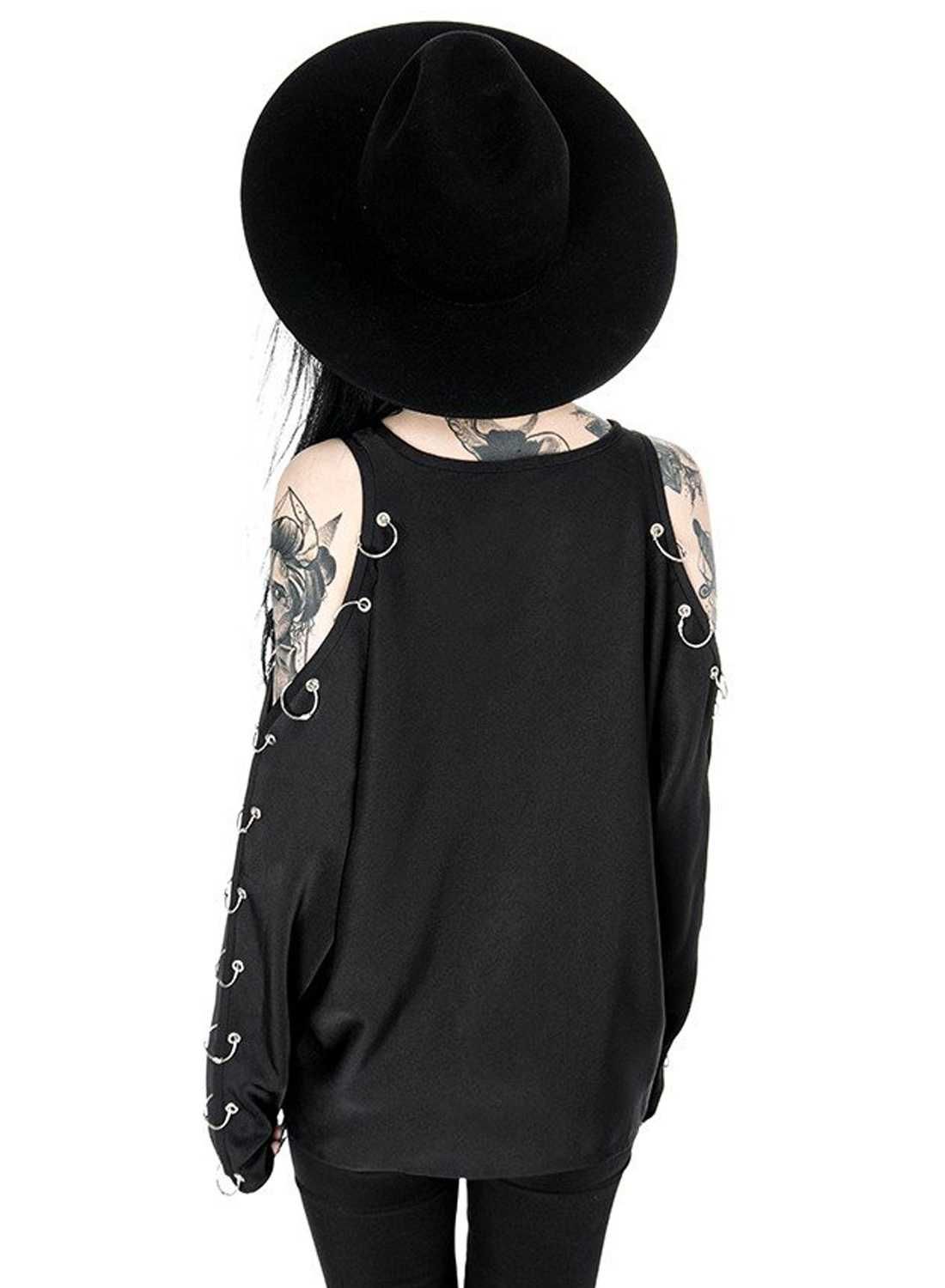 Bluzka RESTYLE ring wycięcia goth witch alternative dollskill killstar