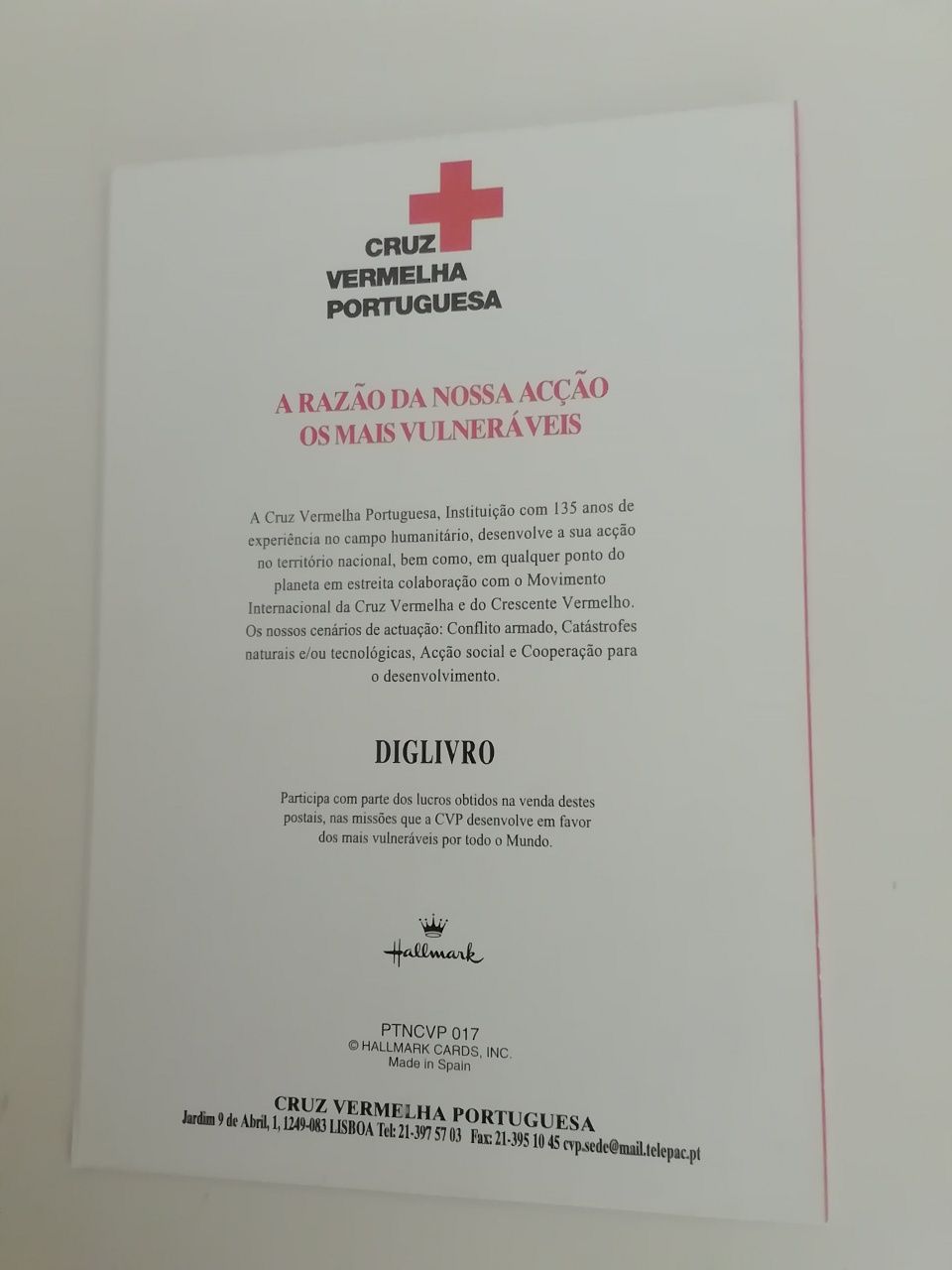 Postal de natal Cruz Vermelha Portuguesa