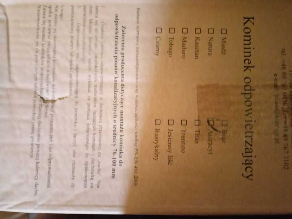 Roben Monza antracyt mat, kominek odpowietrzający NOWY Fi 110