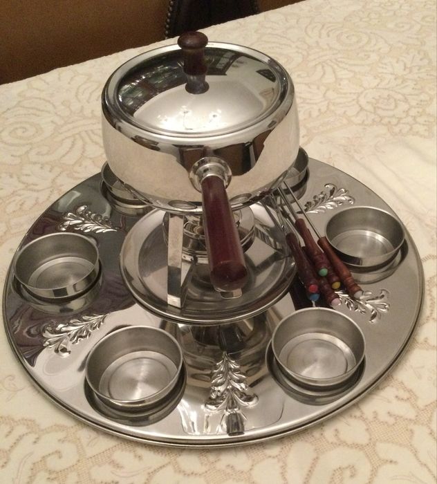 Conjunto para fondue, em inox