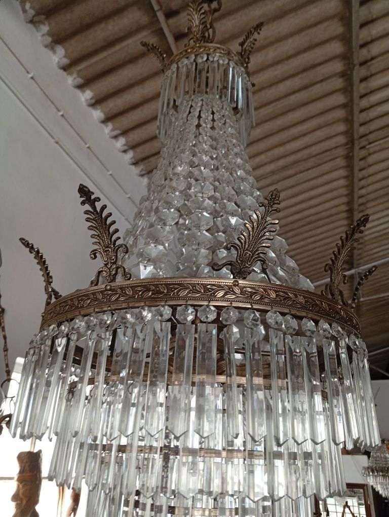 Candeeiro em cristal com todos os elementos completos belo anos70