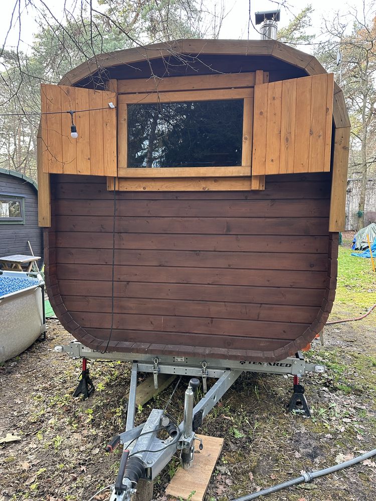 Mobilna Sauna + Łaznia z  Cedru pod kat. B, piec Ferynger Optima