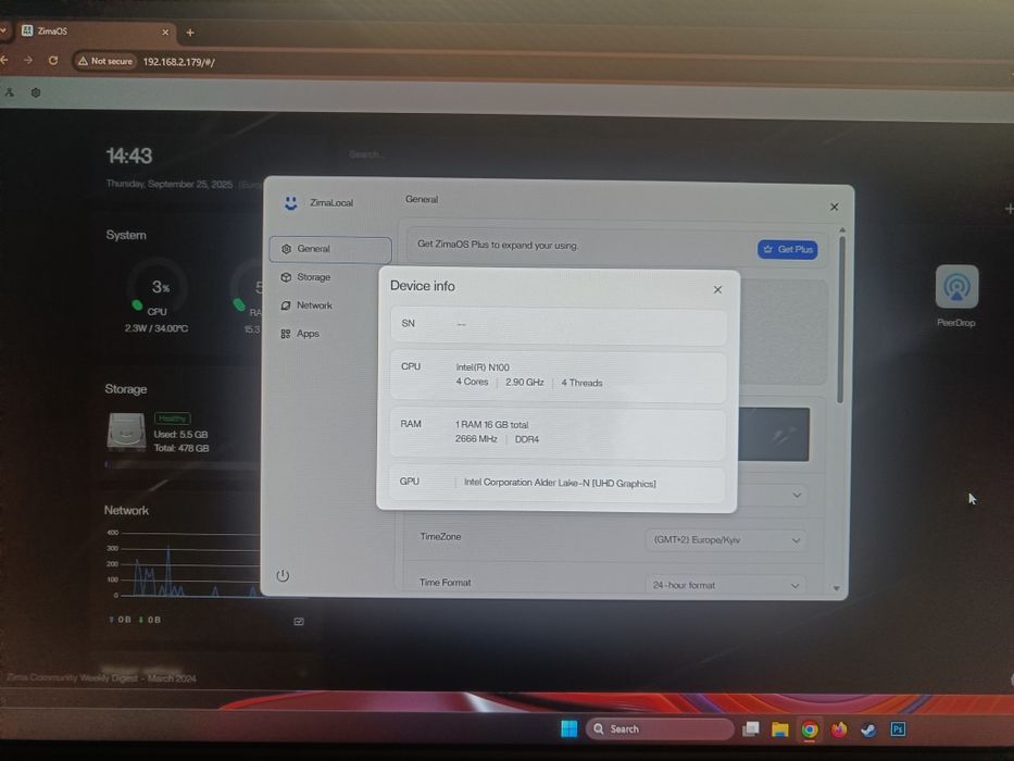 Компактний NAS-сервер Jonsbo N2, N100, Wi-Fi6E, 16ГБ RAM, 500ГБ SSD