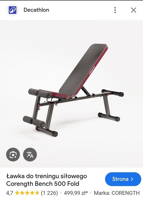 Ławka decathlon + hantle 2x 20kg żeliwo