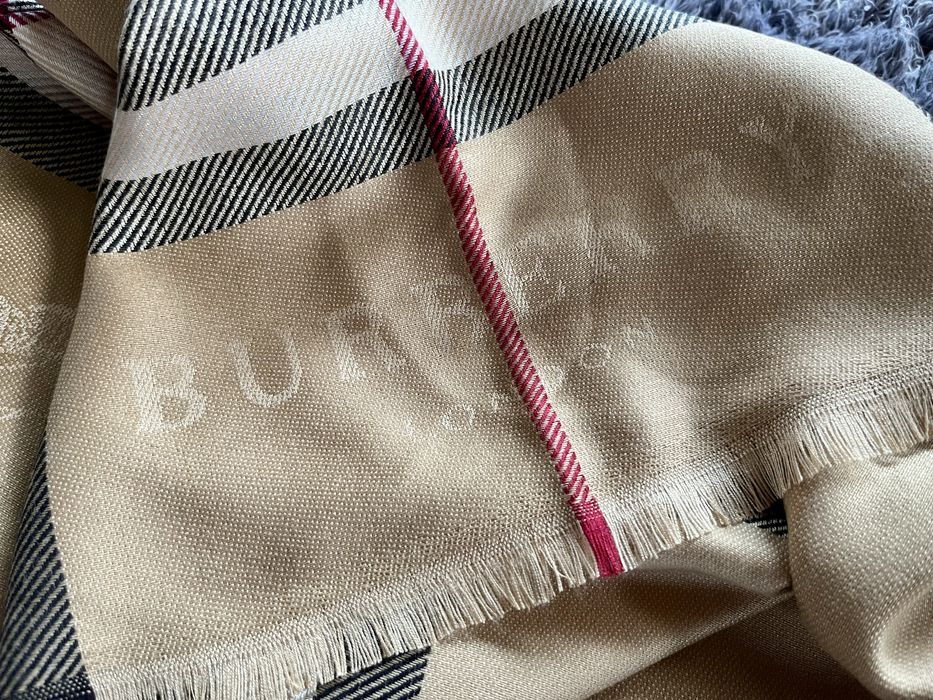 Chusta w kratę 180x70 cm | szal Burberry | karmelowy | kaszmir