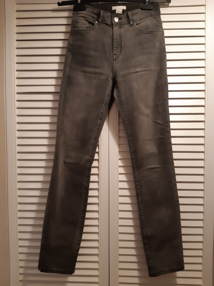 Jeansy szare XS Petite H&M 158 wysoki stan