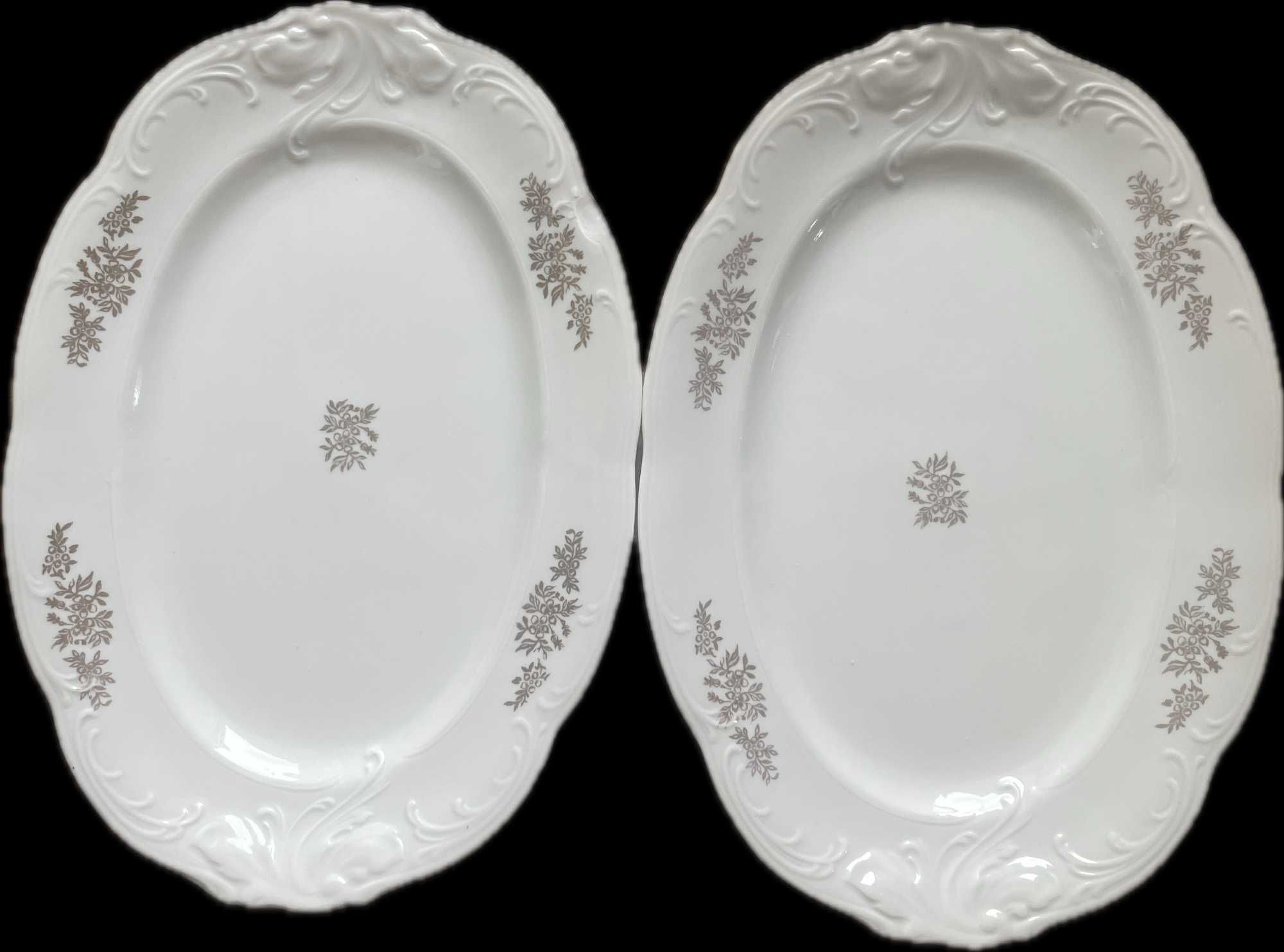 Półmiski Wałbrzych para 2 szt zdobione porcelana PRL 29 cm