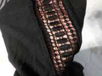 czarna bluzka bawełniana 42 XL koronka gipyra przeswitujące rękawy