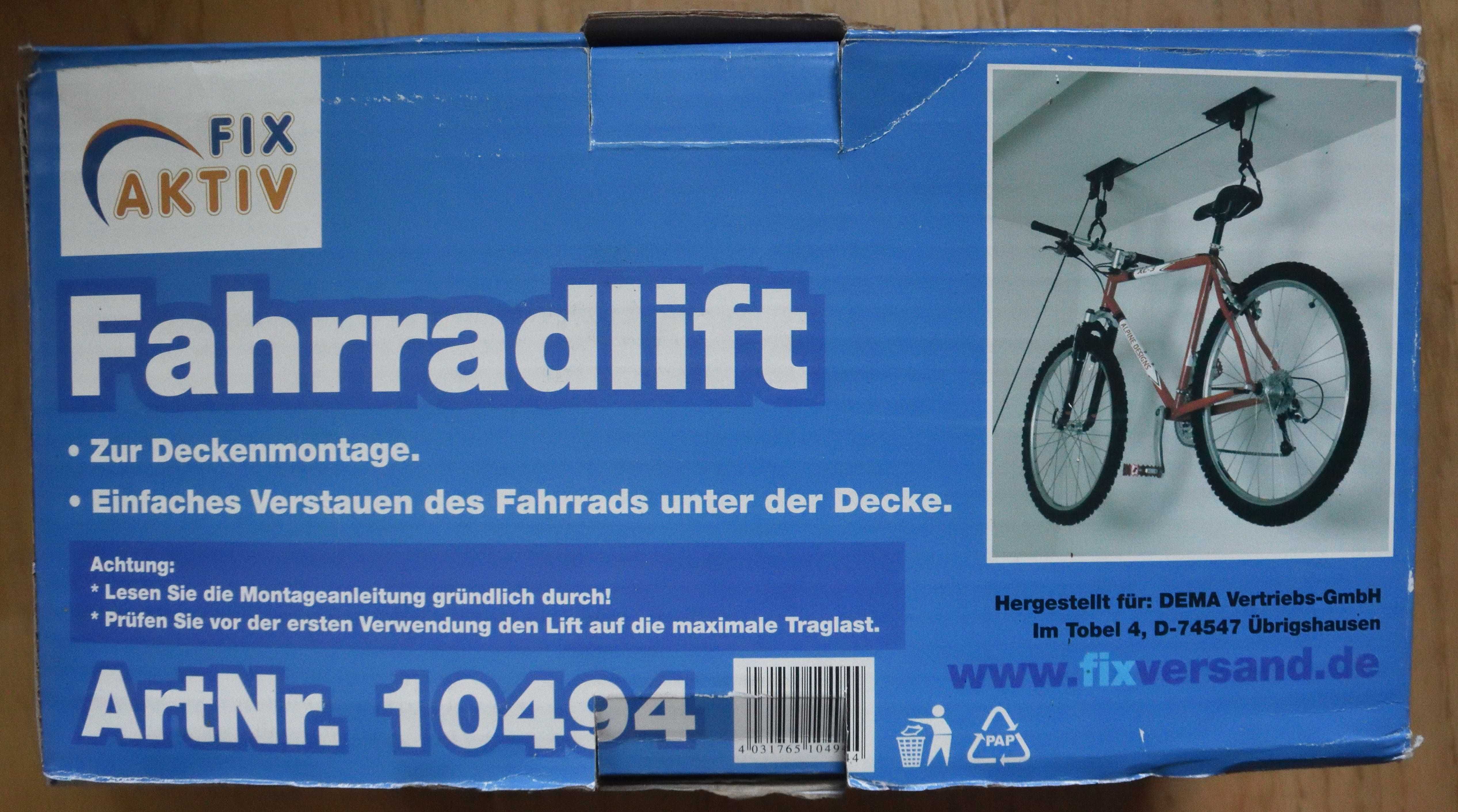 sufitowy wieszak na rower, winda, uchwyt