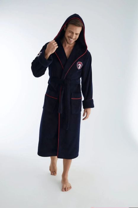 Халаты мужские Nusa 1305/1310 бамбук/хлопок с капюшоном