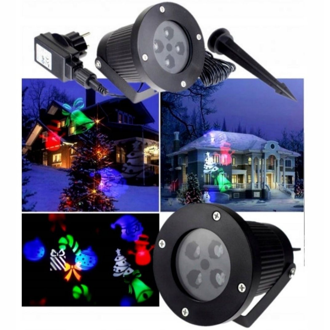 Projektor LED Świąteczny Zewnętrzny Śnieżynki Święta Ozdoba
