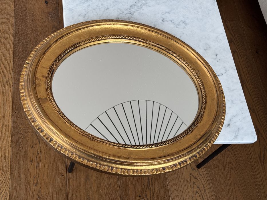 Lustro okrągłe ścienne złote vintage duże 65x55cm