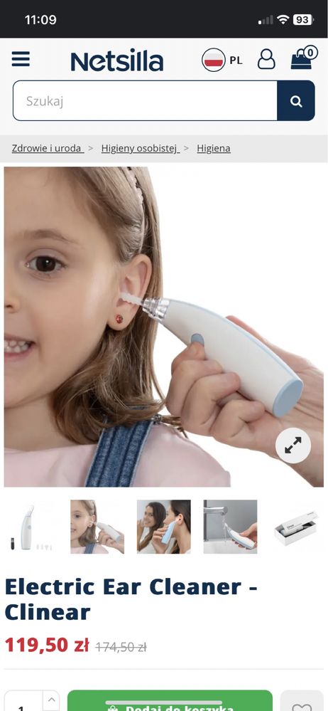 Elektryczny czyścik do uszu wielokrotnego użytku Clinear