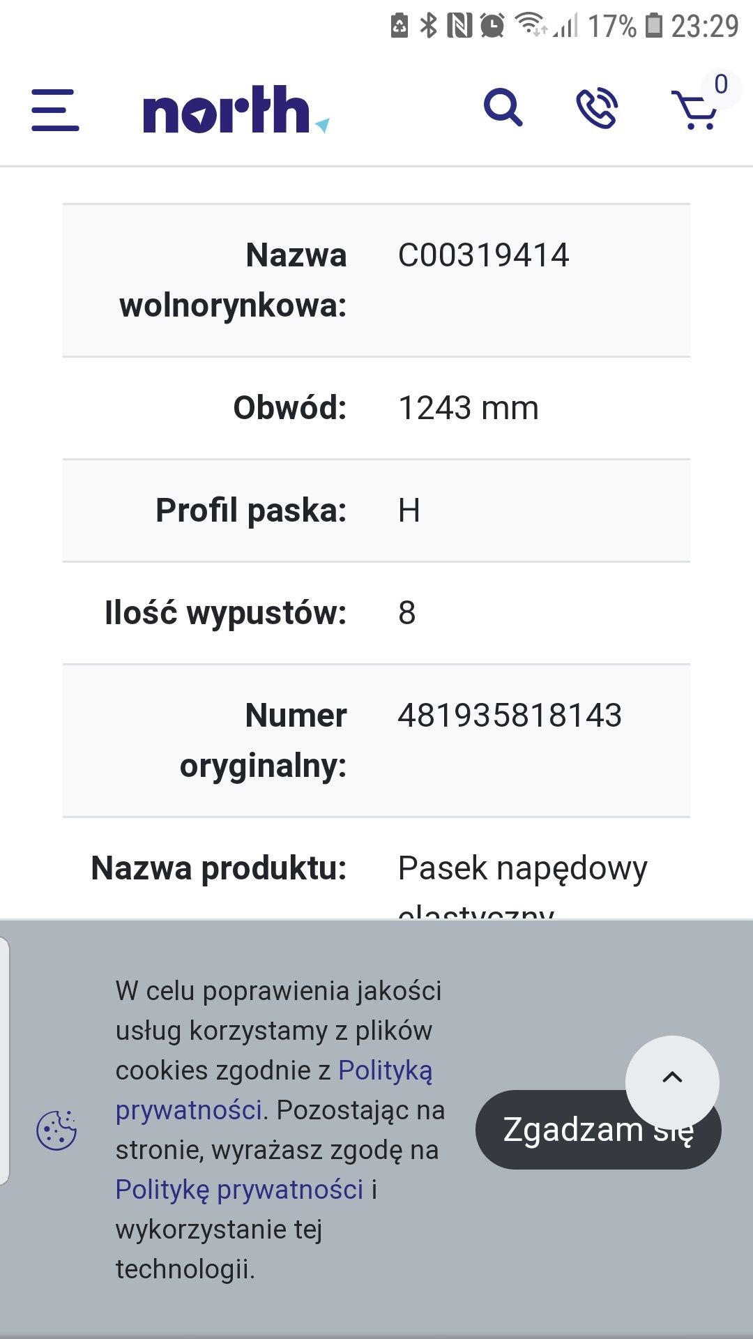 Pasek napędu pralki nowy oryginalny whirpool awo Indesit