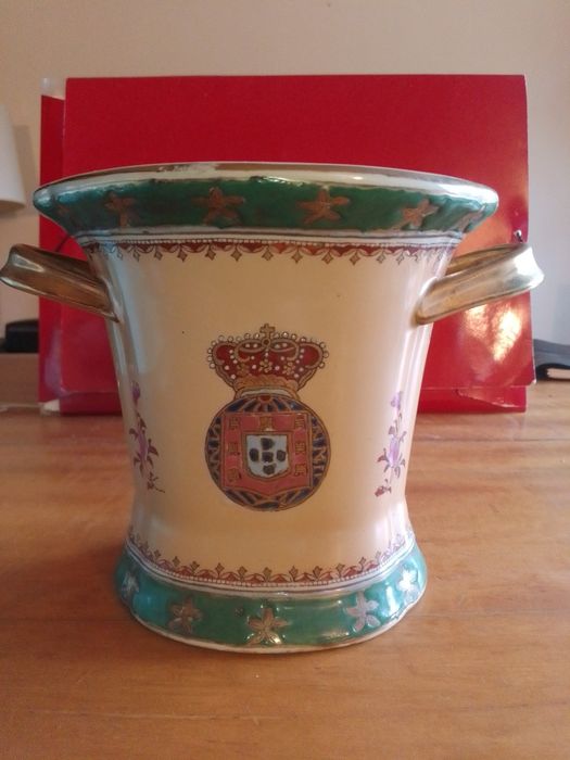 Jarra/taça cerâmica policromada