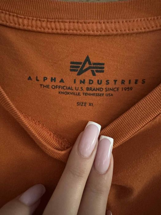 Koszulka męska Alpha Industries – pomarańczowa, rozmiar XL, jak nowa!