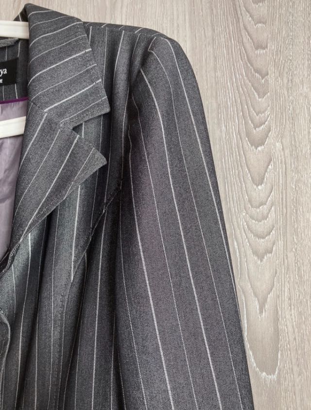 Żakiet szary w paski, elegancki, retro, vintage