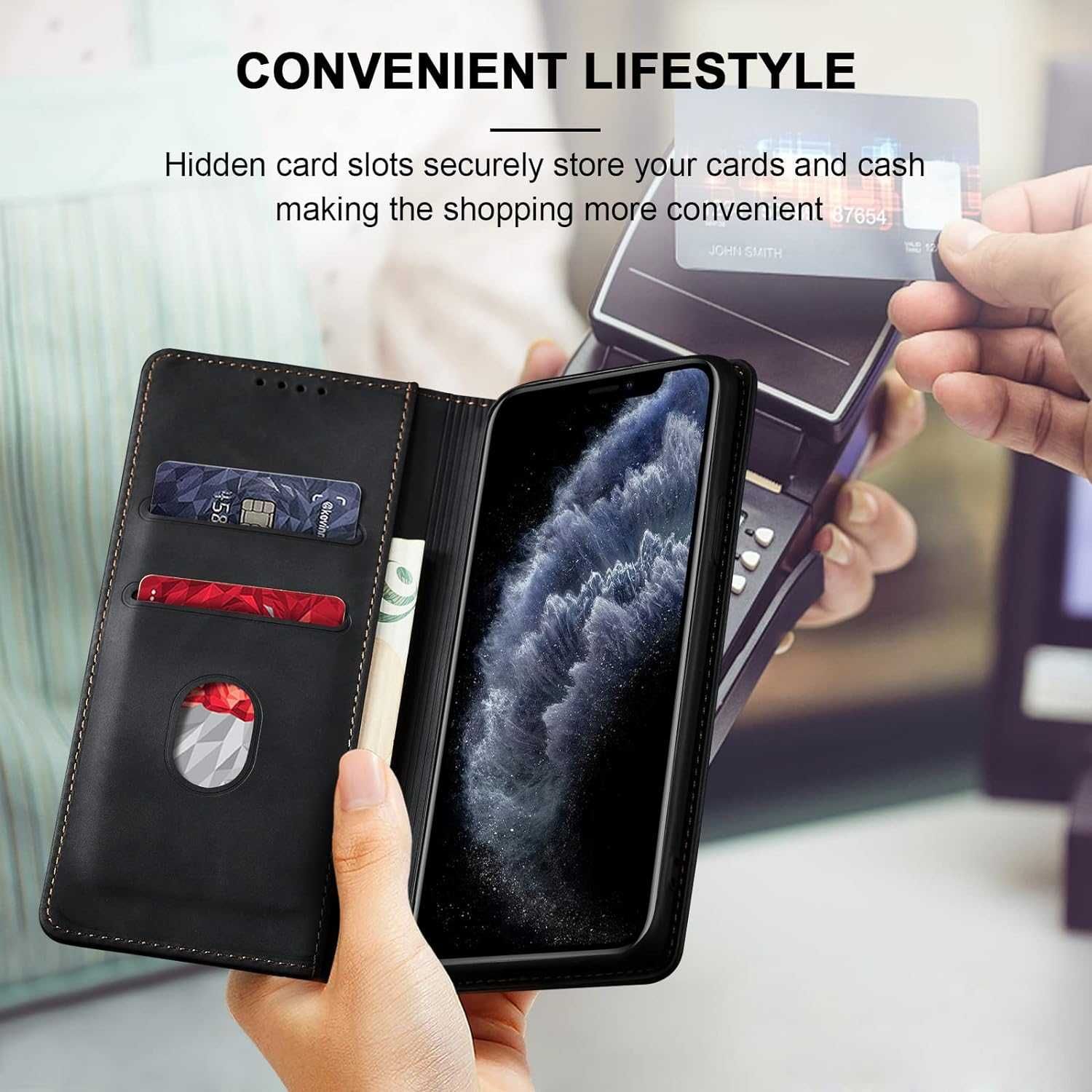 Eleganckie Etui z portfelem Jasonyu Flip do iPhone'a 11 Pro Max
