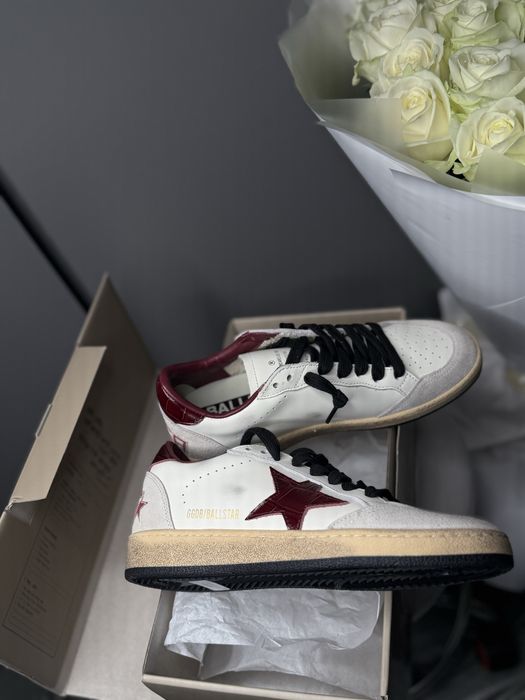 Кеди кеды кроссовки golden goose бургунди белые кроссовки