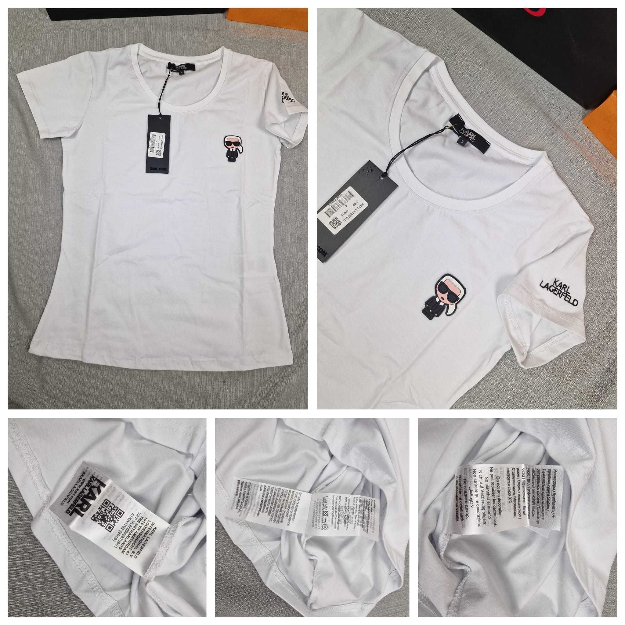 T-shirt koszulka damska Karl Lagerfeld w serek okrągła koszulki outlet