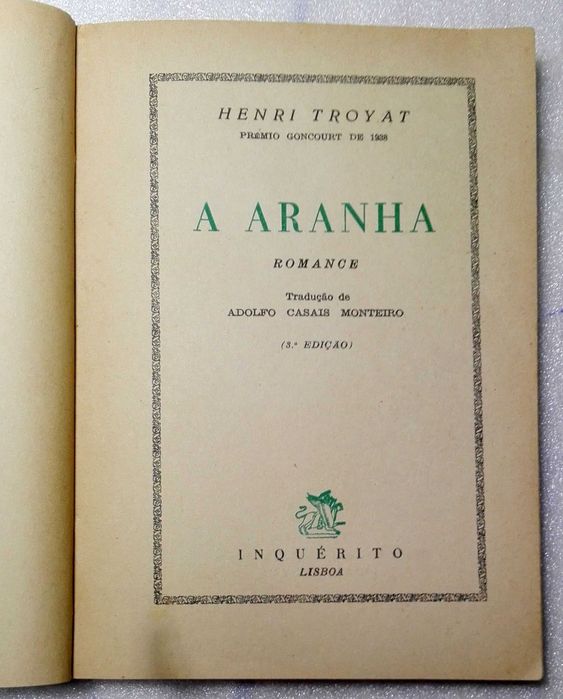 Livro A Aranha (Henri Troyat)