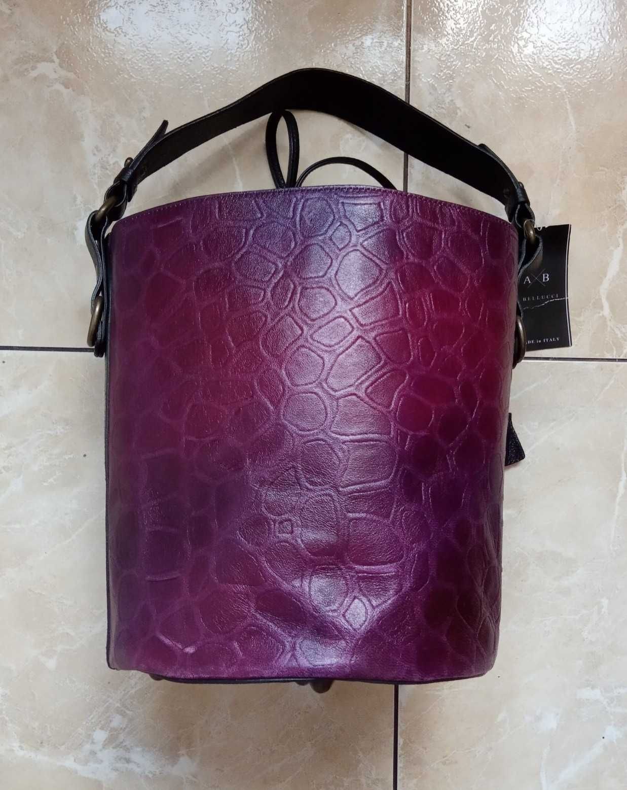 Кожаная сумка ведро цилиндр А. Bellucci Италия натуральная кожа