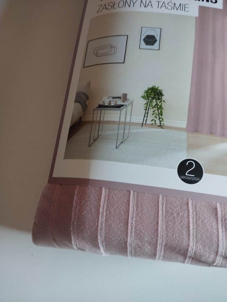 2 zasłony aksamitne welwetowe welurowe Smukee 2x zasłona różowa prążki