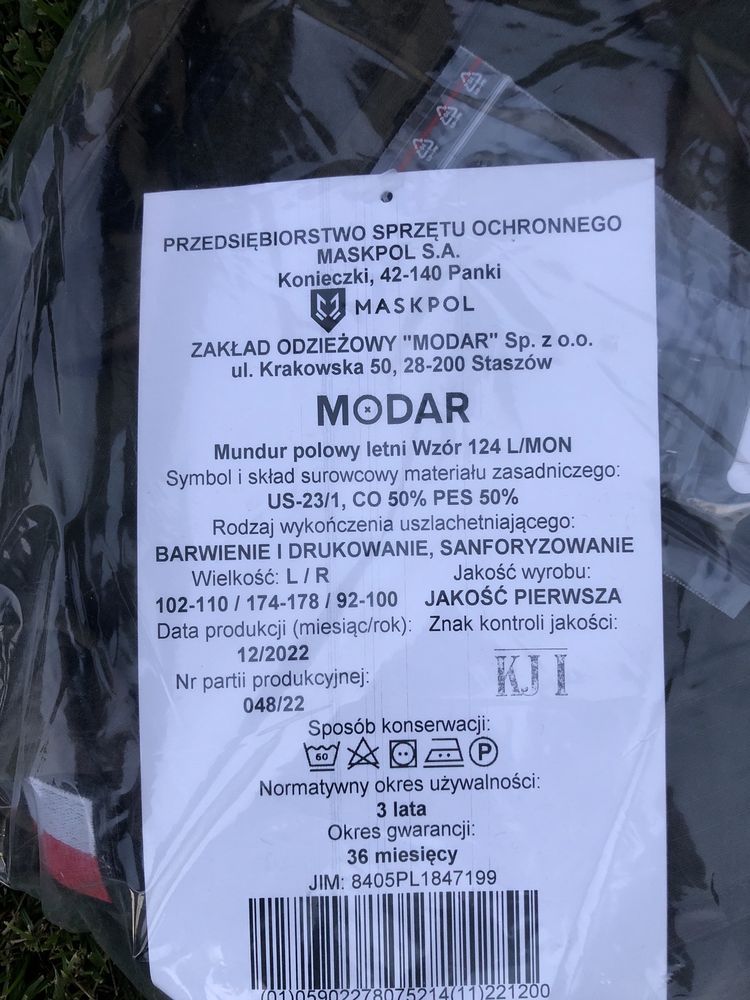 Mundur polowy letni, najnowszy wzór Rozm. L/R