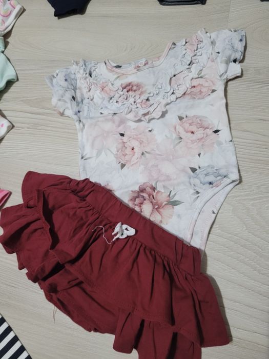 Komplet 68 Mrofi body krótki rękaw spodniczka