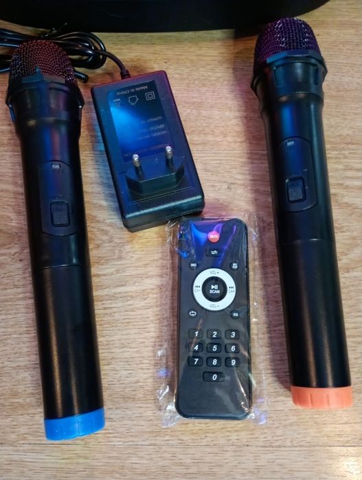 Блютуз караоке акустика Temeisheng-38D(SD,USB,FM)пультДУ, 2микрофона