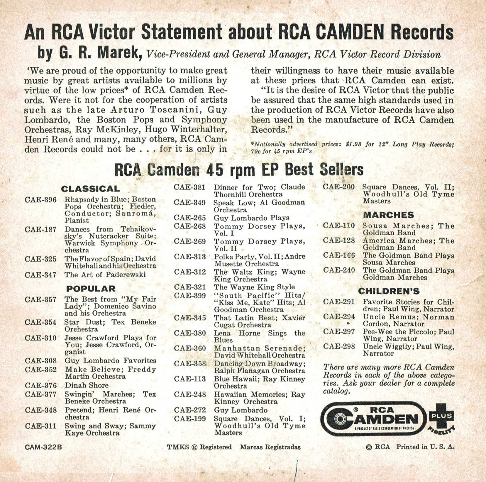 Domenico Savino And His Orchestra ‎– My Fair Lady - made in USA EP
