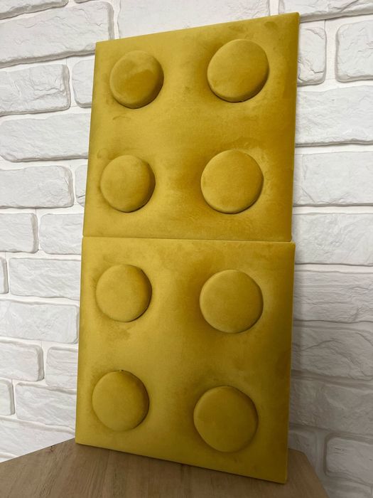 Panel Tapicerowany Ścienny zagłówek imitacja klocków zolty 25x25 cm