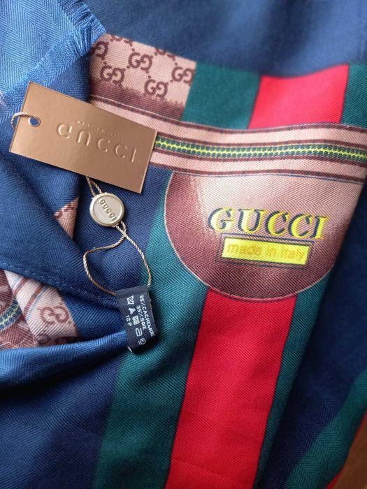Gucci палантин 180х86 см шарф кашемир шелк двусторонний