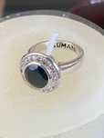 Pierścionek Srebro 925 Czarny Spinel , Cyrkonie