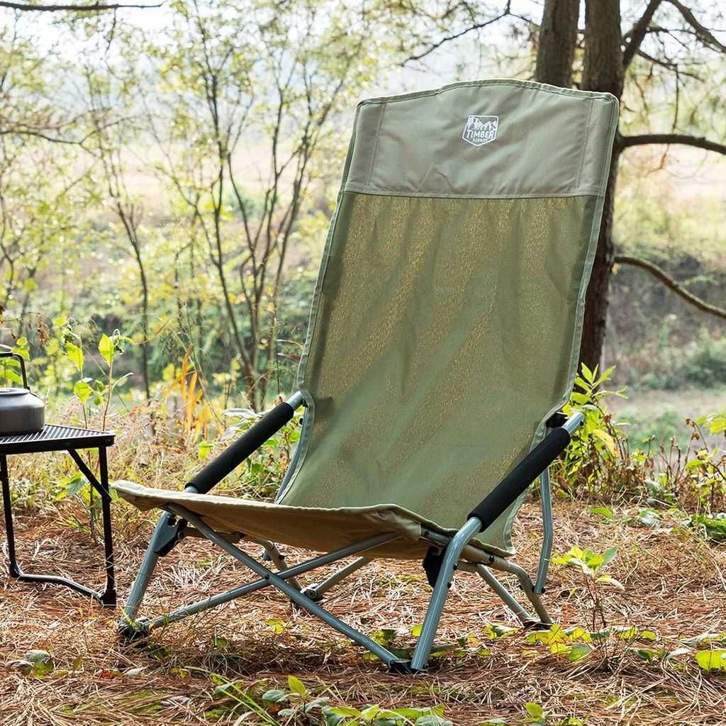 TIMBER RIDGE Krzesło plażowe, składane, lekkie, wysokie oparcie