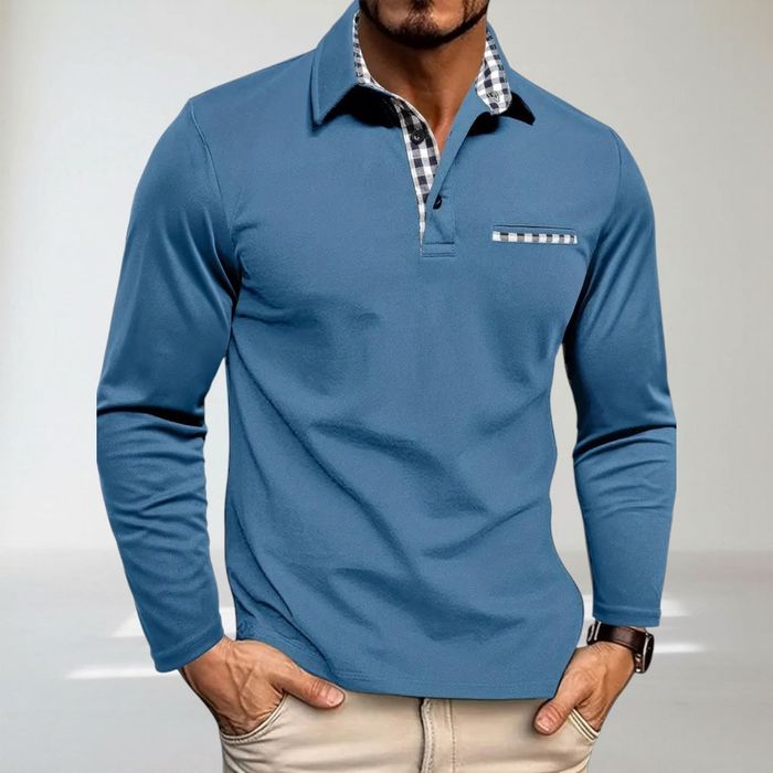 Koszula polo niebieska, XL, długi rękaw