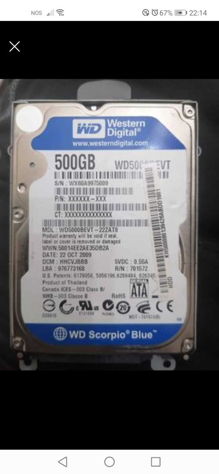 Western Digital WD 5000 BEVT WD Scorpio Blue 2.5" 500GB 5400RPM