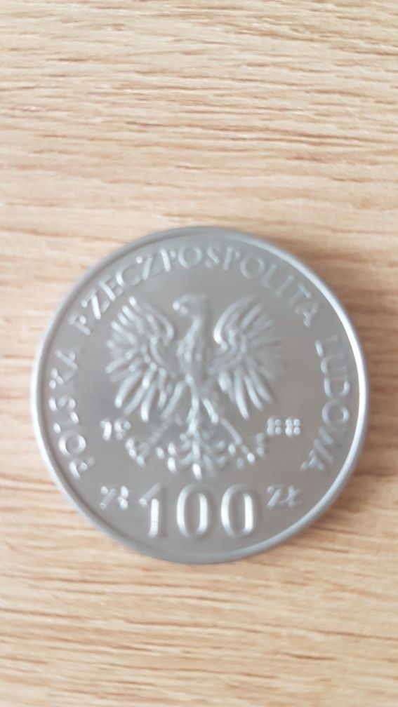Moneta 100 zł. 70 rocznica powstania wielkopolskiego.  1988