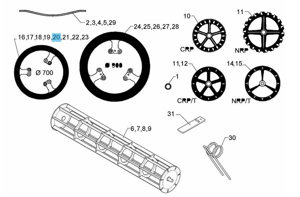 Pierścień wału pakera Lemken VarioPack ugniatający koło