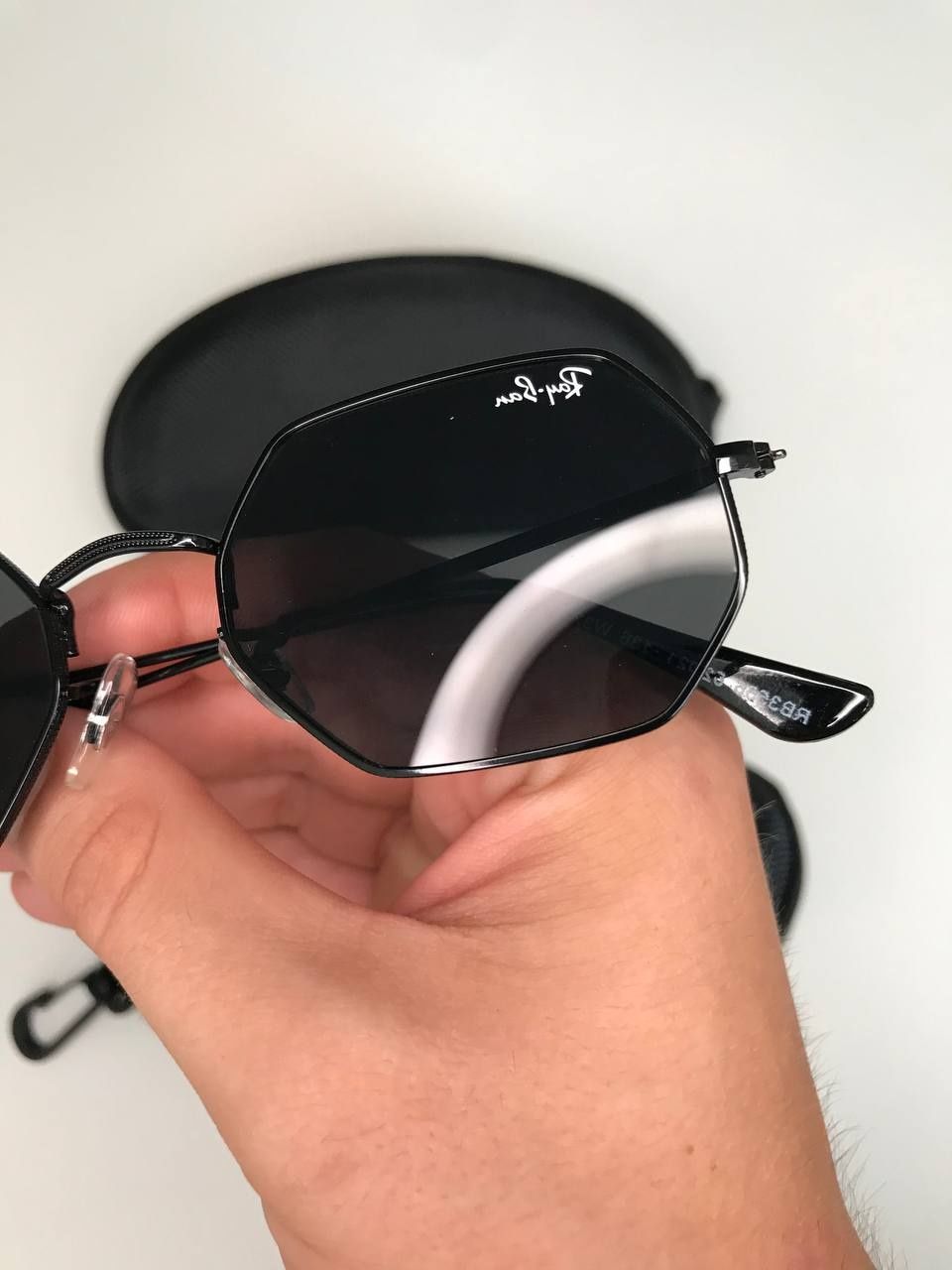 Солнцезащитные очки черные Ray Ban Octagonal рей бен восьмиугольные