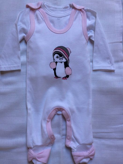 Śpiochy rozm. 56, 100% bawełna, pingwinek
