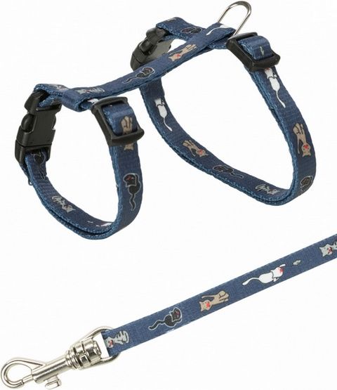 Zestaw spacerowy dla małego kota/kociąt - Szelki 21-33cm + smycz 120cm