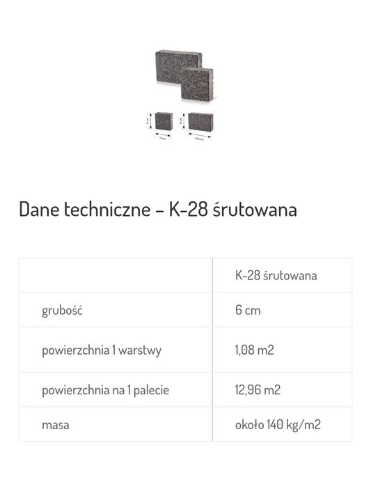 Kostka Brukowa Kamal K-28 Śrutowana szara Nowa 115 m2. K28