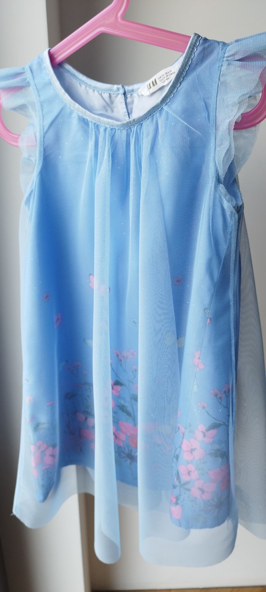 sukienka tunika tiul święta motyl kwiaty h&m 122 128