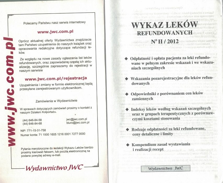 Wykaz leków refundowanych numer II/2012