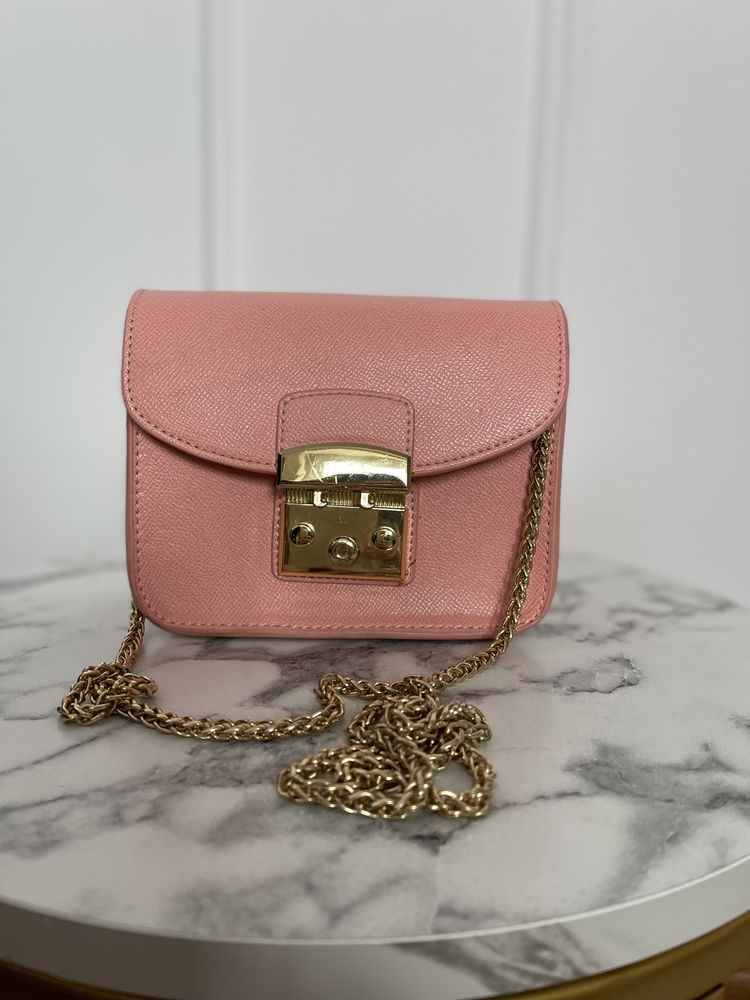 Furla mini torebka brzoskwiniowa