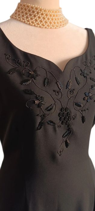 Vintage Black evening maxi dress s elegant festive