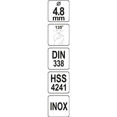 Wiertło Do Metalu Inox 4.8Mm Hss Premium Yato