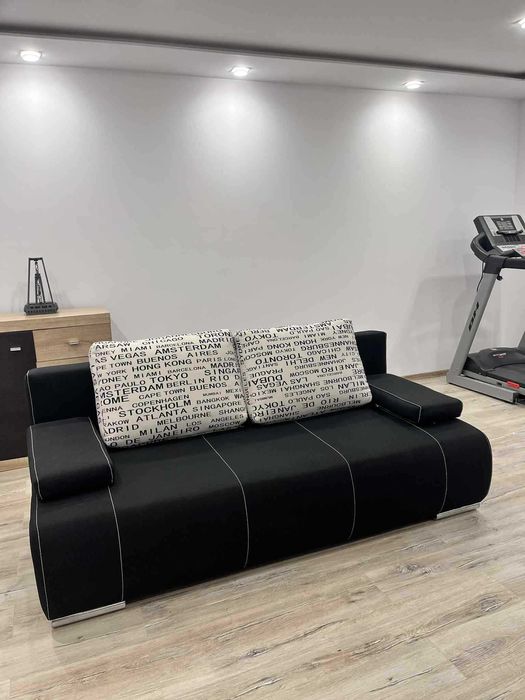 Kanapa rozkładana z pojemnikiem na pościel