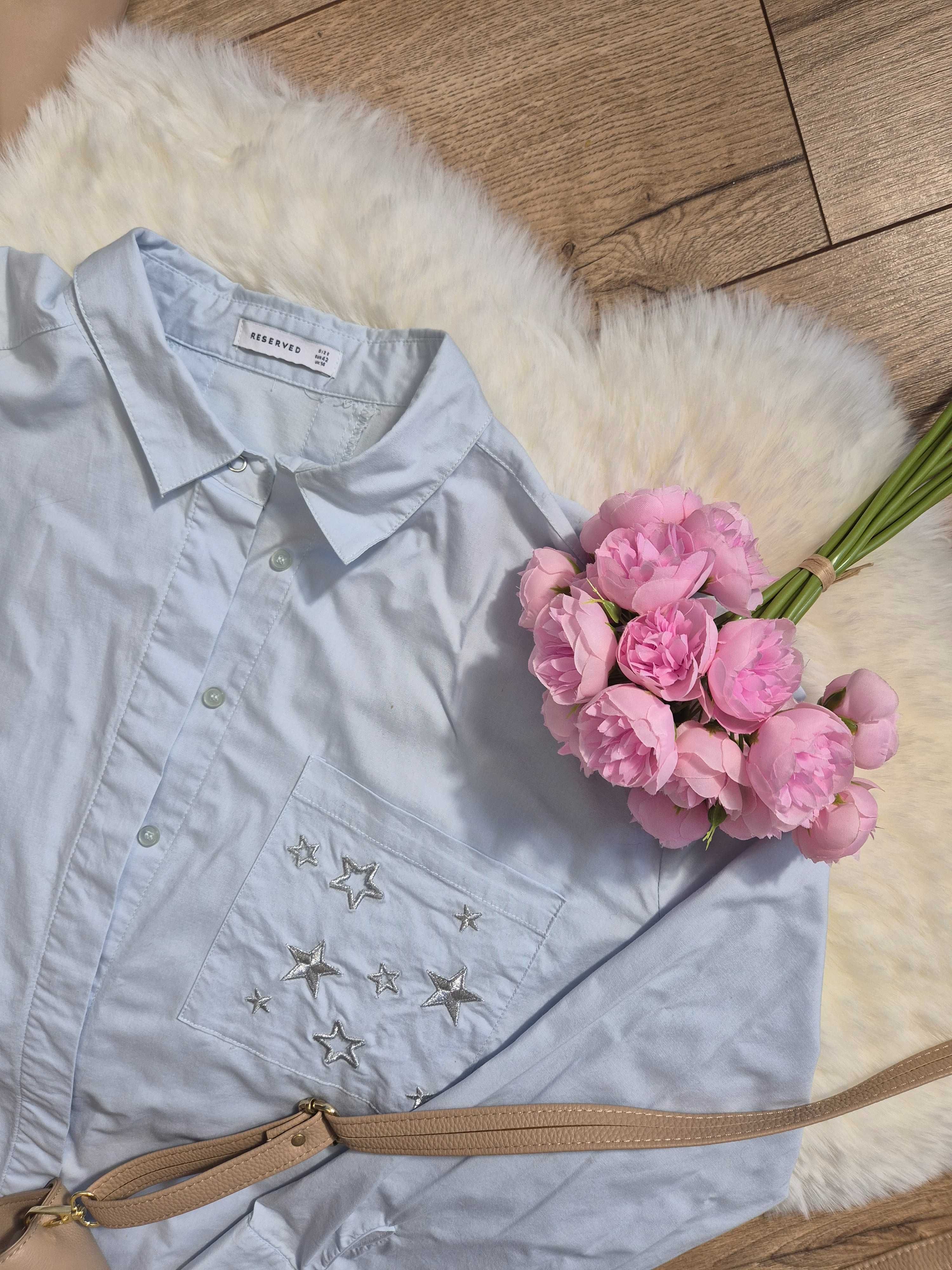 Błękitna koszula damska Reserved XL 42 oversize plus size niebieska
